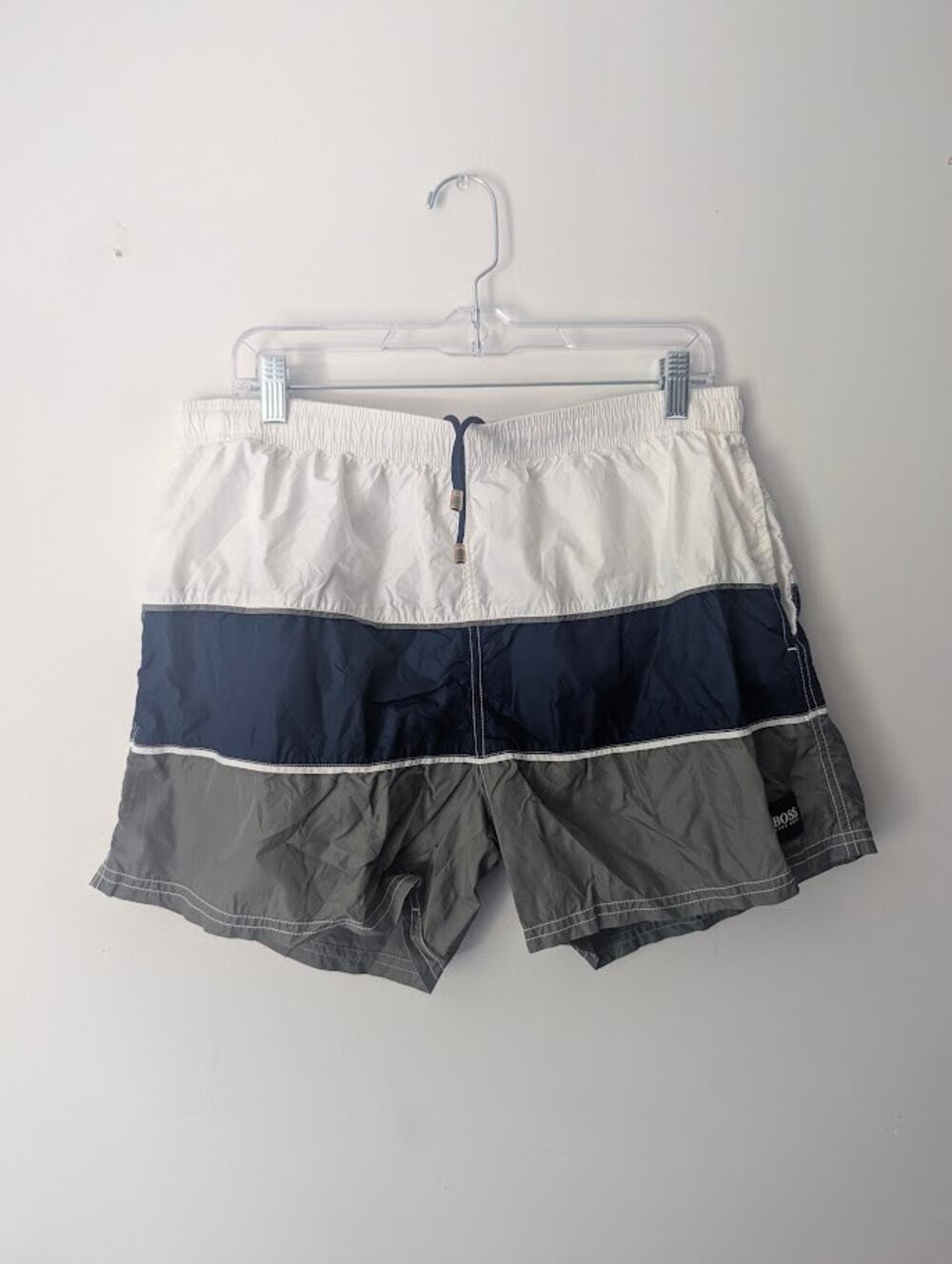 BOSS Hugo Boss Swim Trunks Men’s XL Colorblock Blue Gray White Shorts